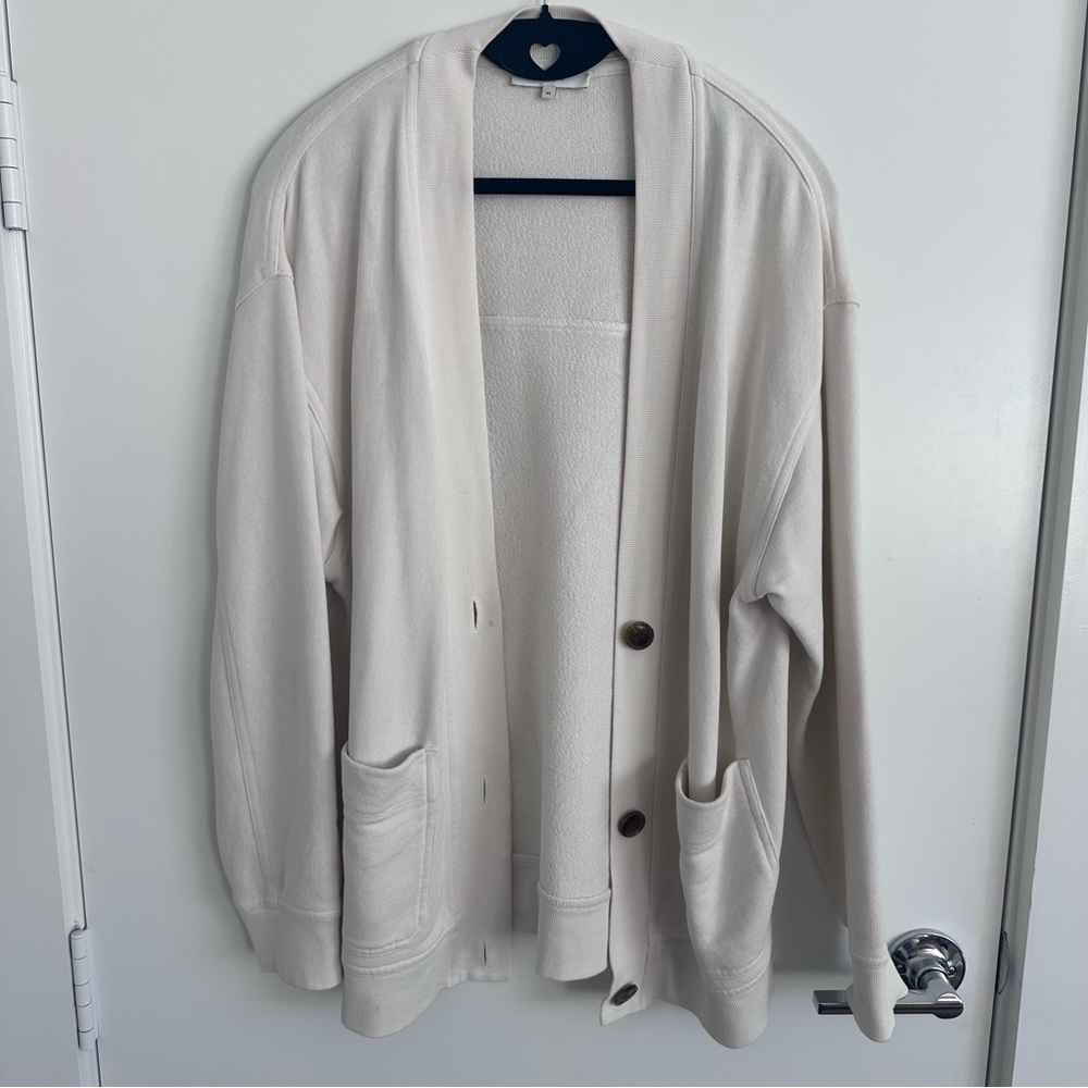 Theory Cotton Cream Cardigan